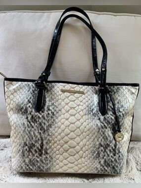 Brahmin Medium Asher Black Rockaway Leather Tote